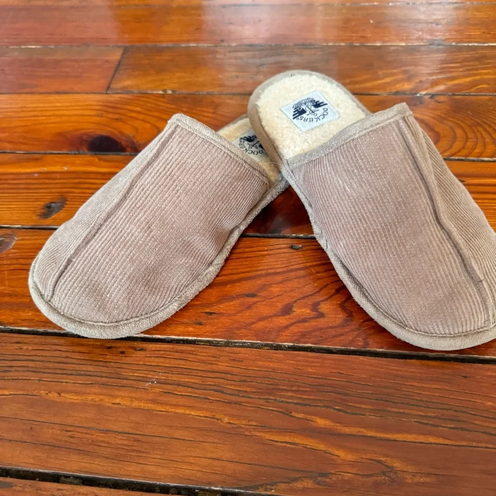 Dockers Slippers Kids Large 2-3 Brown Corduroy Fleece